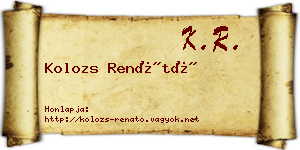 Kolozs Renátó névjegykártya